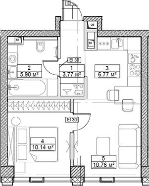 2-комн., 37.34 м², 9/48 этаж, ЖК «Сити Бэй»