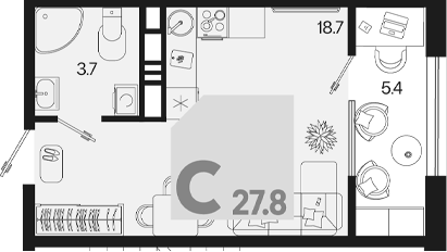 Студия квартира, 22.4 м² в ЖК Первое место — фото 2