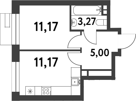 1-комн., 30.61 м², 6/13 этаж, ЖК «Смарт Гарден»