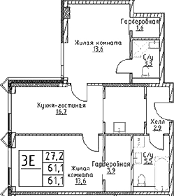3-комн. Наметкин Тауэр