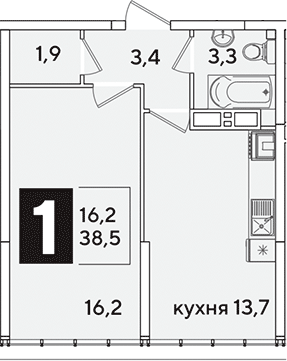 1-комн. квартира, 38.5 м² в ЖК Самолет — фото 2