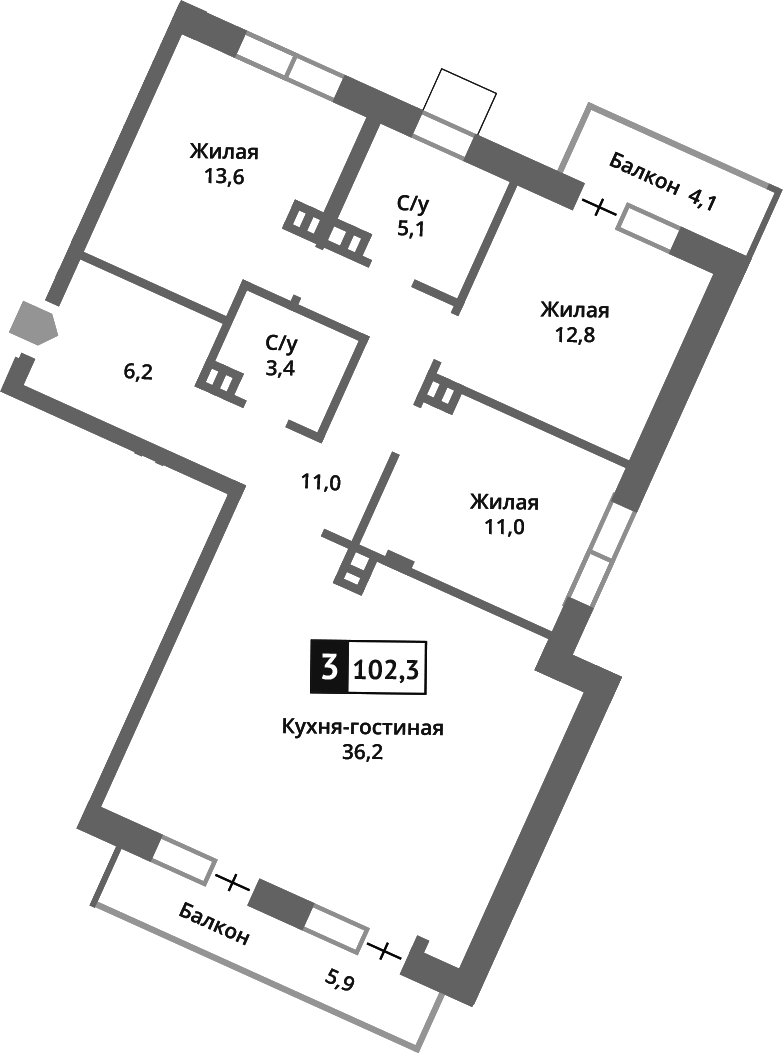 4-комн. Отрада на реке
