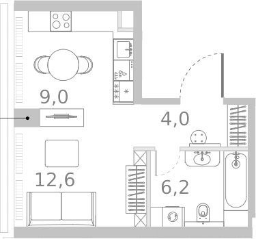 Студия, 33.1 м², 15/45 этаж, ЖК «Ривер Парк Кутузовский»