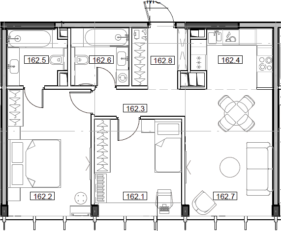 3-комн., 66.27 м², 52/55 этаж, ЖК «Мод»