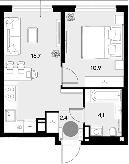 1-комн. квартира, 34.1 м² в ЖК Грейд — фото 2