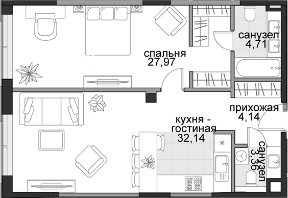 2-комн. Садовническая, 69