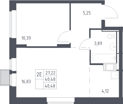2-комн., 40.48 м², 11/17 этаж, ЖК «Большое Путилково»
