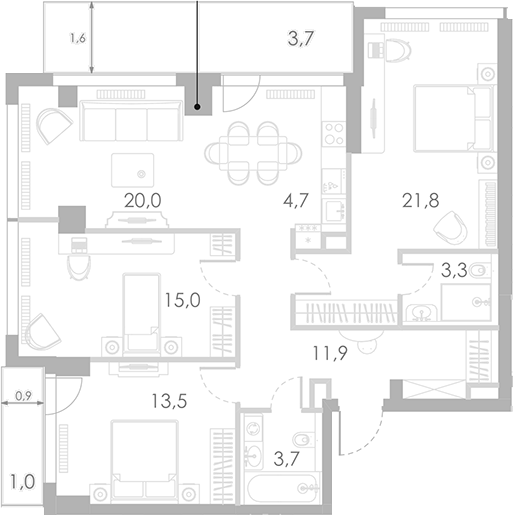 4+ комнаты, 93.9 м², 18/46 этаж, ЖК «Ривер Парк Кутузовский»