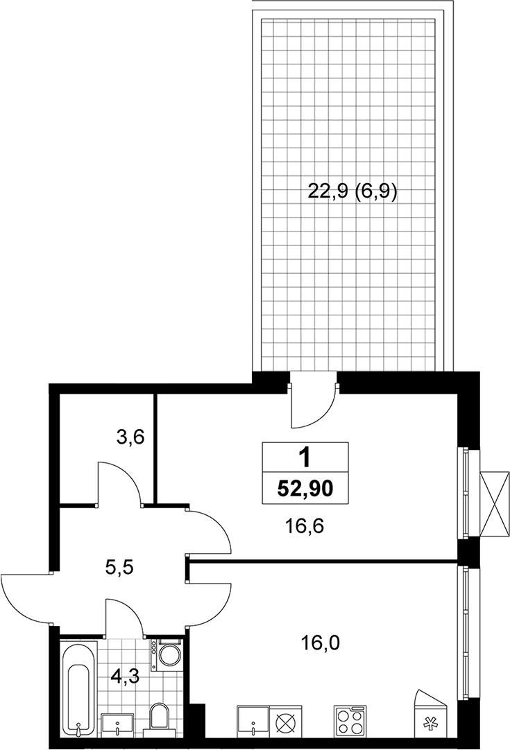 2-комн., 46 м², 7/10 этаж, ЖК «Прокшино»