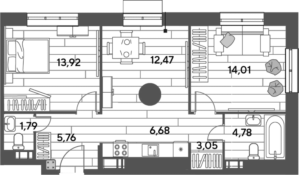 3-комн., 62.46 м², 12/15 этаж, ЖК «Публицист»