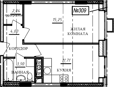 1-комн., 36.9 м², 4/16 этаж, ЖК «Краснофлотский»