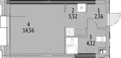 Студия, 24.76 м², 17/21 этаж, ЖК «N'ICE LOFT»