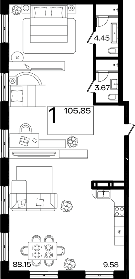 Квартира квартира, 105.85 м² в ЖК Патрики — фото 2
