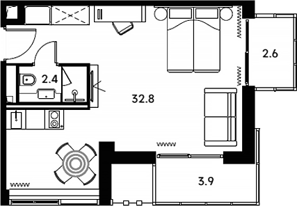 Студия, 35.2 м², 15/23 этаж, ЖК «Аквилон Сигнал»