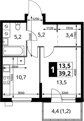 1-комн., 38 м², 15/15 этаж, ЖК «1-й Измайловский»
