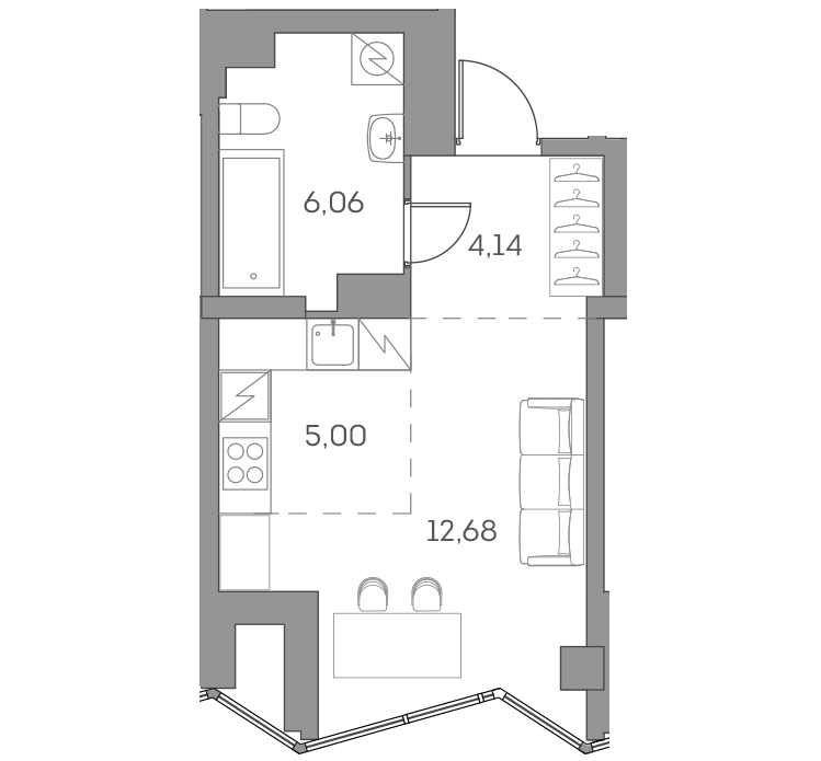 Студия, 27.88 м², 17/28 этаж, ЖК «Аквилон БИСАЙД 2.0»