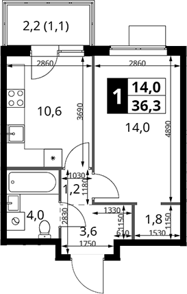 1-комн., 35.2 м², 25/25 этаж, ЖК «1-й Измайловский»
