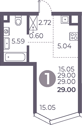 Студия, 29 м², 19/39 этаж, ЖК «Мневники от Гранель»