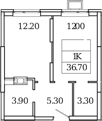 1-комн., 36.7 м², 12/20 этаж, ЖК «Видный Берег 2.0»