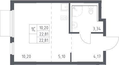 Студия, 22.81 м², 11/15 этаж, ЖК «Пригород Лесное»