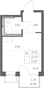 Студия, 22.29 м², 10/12 этаж, ЖК «Богдановский лес»