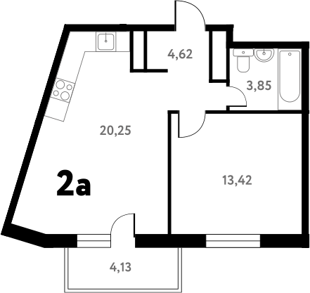 2-комн., 42.26 м², 6/17 этаж, ЖК «Южное Пушкино»