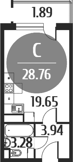 Студия, 26.81 м², 5/5 этаж, ЖК «Равновесие»