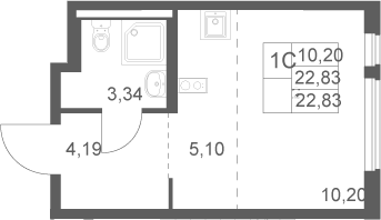 Студия, 22.83 м², 7/11 этаж, ЖК «Горки Парк»