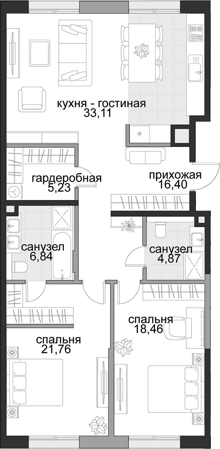3-комн. Садовническая, 69