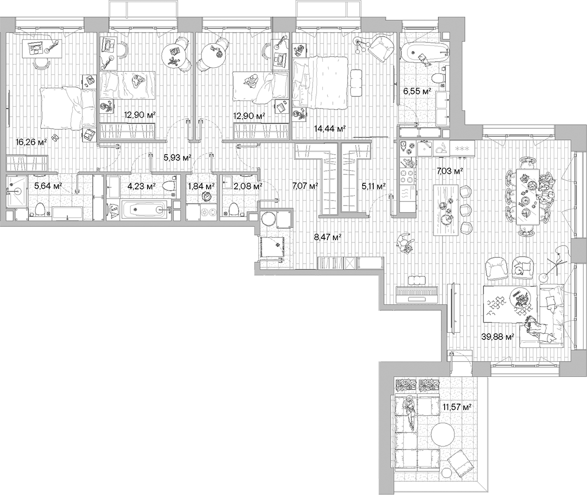 4+ комнаты, 150.33 м², 12/12 этаж, ЖК «МЫС»