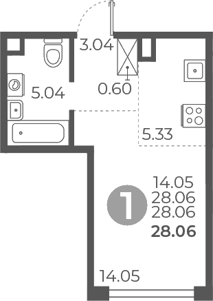 Студия, 28.06 м², 19/27 этаж, ЖК «Мневники от Гранель»