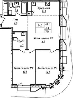 3-комн. УНО.Соколиная гора