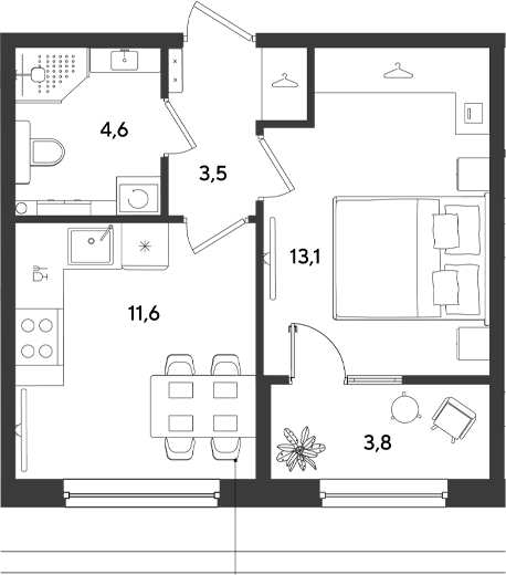 Продается 1-комн. квартира, 32.8 м²
