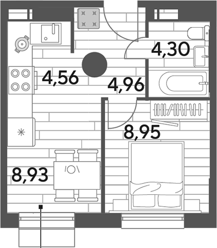 1-комн., 31.7 м², 8/9 этаж, ЖК «Публицист»