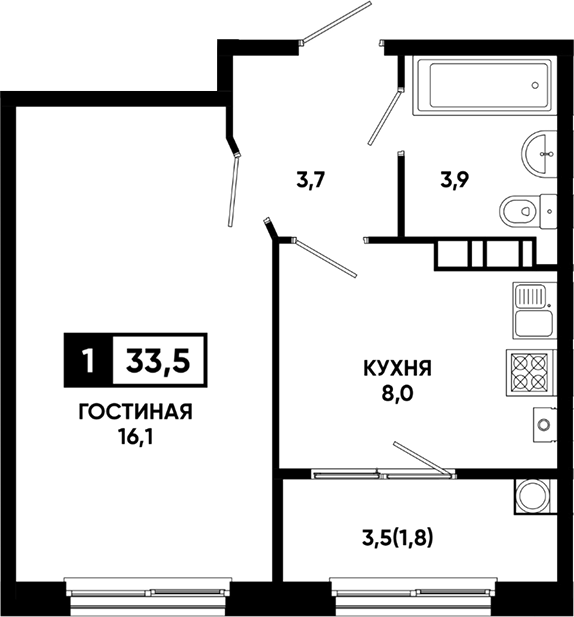 1-комн. Резиденция Софи