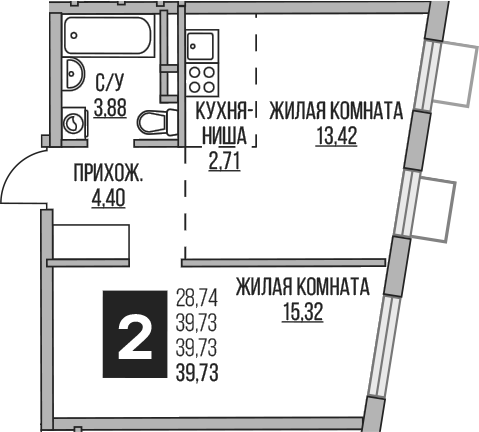 2-комн. Гранель Аникеевский