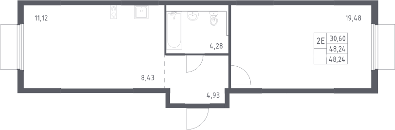 2-комн., 48.24 м², 16/17 этаж, ЖК «Пригород Лесное»