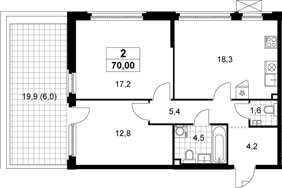 3-комн., 64 м², 2/10 этаж, ЖК «Прокшино»