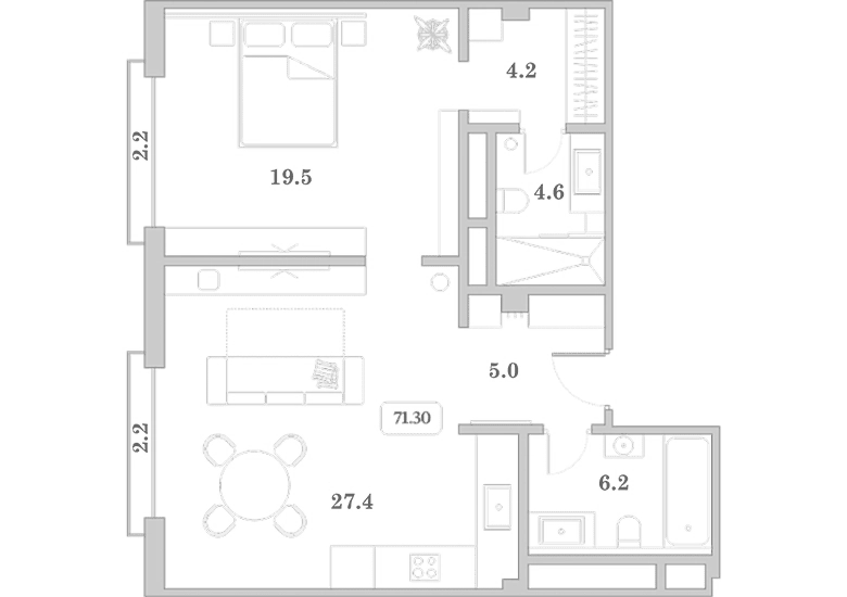 Продается 2-комн. квартира, 66.9 м²