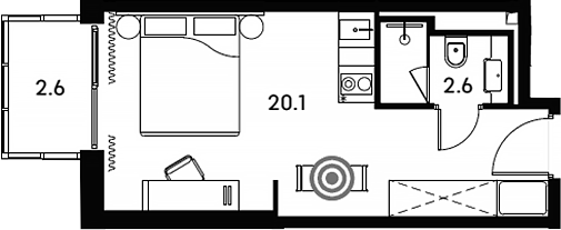 Студия, 22.7 м², 18/23 этаж, ЖК «Аквилон Сигнал»