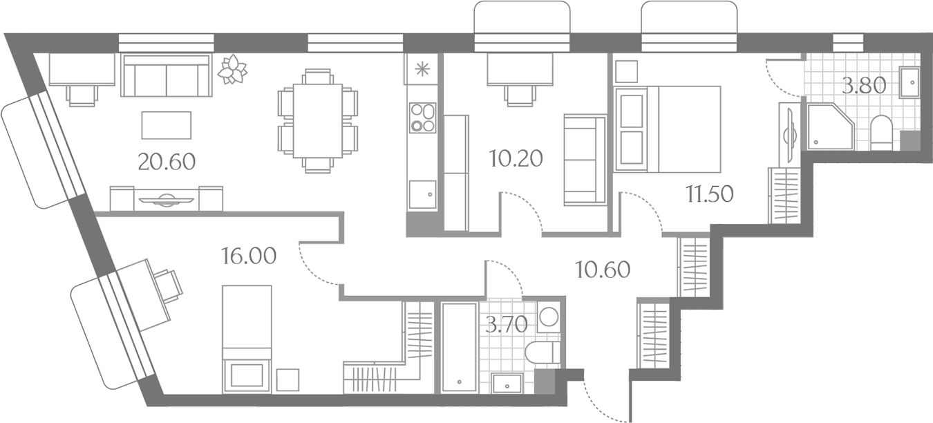 4+ комнаты, 76.4 м², 5/8 этаж, ЖК «Дмитровское Небо»