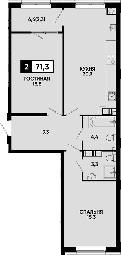 2-комн. Квартал на курорте Моя Легенда