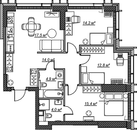 4+ комнаты, 82.8 м², 15/59 этаж, ЖК «Веер»
