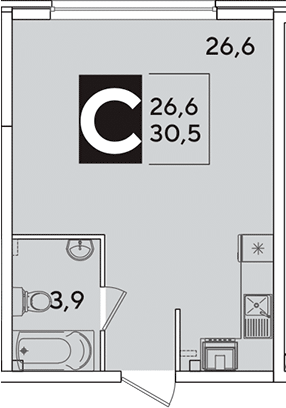 Продается 1-комн. квартира, 30.5 м² — фото 2