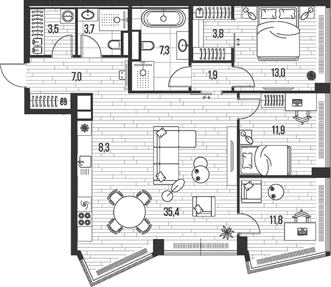 4+ комнаты, 107.6 м², 25/39 этаж, ЖК «HIGH LIFE»