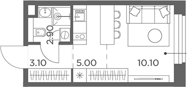 Студия, 21.1 м², 17/17 этаж, ЖК «Белый Град»