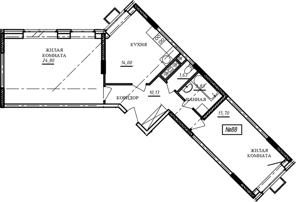 2-комн., 70.1 м², 4/16 этаж, ЖК «Краснофлотский»