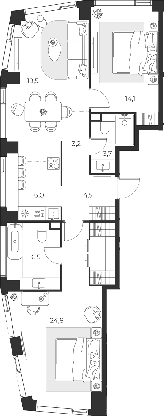3-комн., 80.1 м², 17/25 этаж, ЖК «МАСТЕРС»