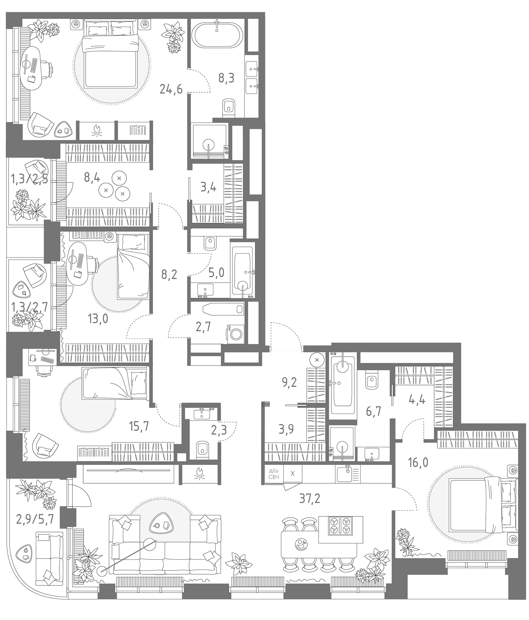 4+ комнаты, 169 м², 11/11 этаж, ЖК «Родина Парк»