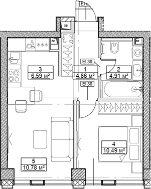 2-комн., 37.63 м², 10/48 этаж, ЖК «Сити Бэй»